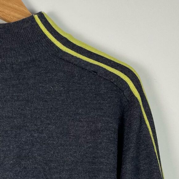 Neve Grey 100% Wool Long Sleeves Mock Neck Quater Zip Sweater Size XL - Picture 9 of 13